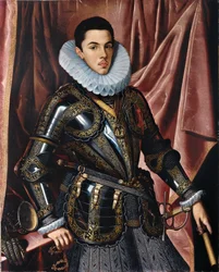 Portret księcia Filipa Emanuela Sabaudzkiego (1586-1605) - Obraz Juana Pantoja de la Cruz (1553-1608), olej na płótnie (111,5x89,5 cm), około 1604 - Portret księcia Filipa Emanuela z Sabaudii (1586 - 1605), olej na płótnie J. Pantoja de la Cruz, ok. 1