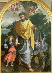 Święty Józef prowadzący Dzieciątko Chrystus