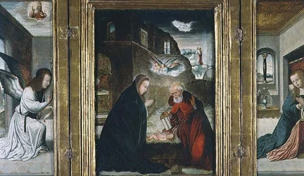 Tryptyk Narodzenia Chrystusa z Narodzenia Pańskiego po bokach Zwiastowania (panel) (patrz także 82427)
