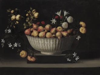 Kwiaty i owoce w chińskiej misce, ok.1645