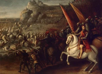 „Scena bitwy” Obraz Juana de la Corte (1597-1660) 1643 Wymiary 66,5x88 cm Pustelnia Państwowa, Sankt Petersburg