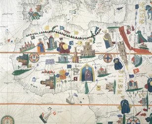 Fragment Afryki i basenu Morza Śródziemnego, Juan de la Cosa, mapa morska