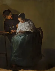 Mężczyzna oferujący pieniądze młodej kobiecie, 1631