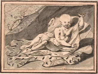 Putti, leżący na płaszczu gronostajowym