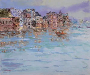 Poranek nad rzeką w Varanasi