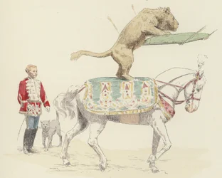 Lew balansujący na koniu (kolor litho)