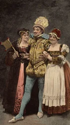 Limuzyna (limousin) z dwiema kobietami. Pantagruel. Ilustracja autorstwa Julesa Garniera. W "Rabelais et l