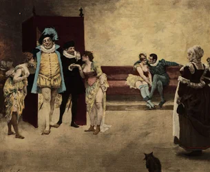 Gargantua z prostytutkami. Gargantua, ilustracja autorstwa Julesa Garniera. W "Rabelais i dzieła Julesa Garniera".