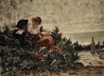 Grandbuckthorn, ojciec Gargantui, i Gargamelle, matka Gargantui. Gargantua. Ilustracja autorstwa Julesa Garniera. W "Rabelais et l