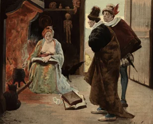 Panurge i Epistemon u starej Sybilli z Panzoust. Pantagruel. Ilustracja Julesa Garniera. W "Rabelais et l