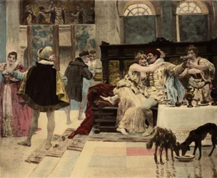 Panurge, wykonany przez Chatelaina z Salmingondin (Salmigondis) w Dipsody przez Pantagruela, organizującego przyjęcie. Pantagruel. Ilustracja Julesa Garniera. W "Rabelais et l