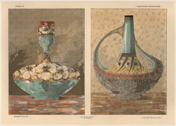 Wazony, tablica 45 z "Fantaisies decoratives", rytowane przez Gillot, opublikowane przez Jules Rouam, Librairie de l