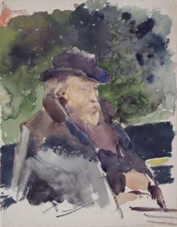 Szkic Edwarda Burne-Jonesa w łodzi, Walton-on-Thames, 1880-1884.