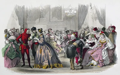 MONITOR KOBIET I DAMISHES - BAL TRAVESTI 1864-1865, autorstwa Julesa Davida.