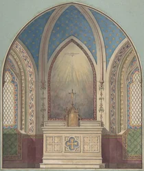 Projekt ołtarza św. Klotyldy, druga połowa XIX wieku. Twórcy: Jules-Edmond-Charles Lachaise, Eugène-Pierre Gourdet.