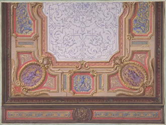 Projekt sufitu Grand Salon, Hôtel Hope, 1867. Twórcy: Jules-Edmond-Charles Lachaise, Eugène-Pierre Gourdet.