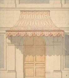 Projekt markizy nad drzwiami w stylu mauretańskim, 1830-97. Twórcy: Jules-Edmond-Charles Lachaise, Eugène-Pierre Gourdet.