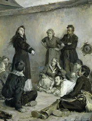 Louise Michel (1830-1905) Rozmowa z komunardami (olej na płótnie)