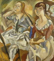Młode kobiety przy stole; Młode dziewczyny przy stole (Recto), ok. 1915-1919 (olej na płótnie)