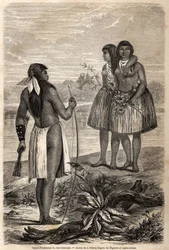 Typ Indianina z Rio Colorado, rys. Jules Pelcoq, ilustrujący historię podróży barona de Wogana do Kalifornii w latach 1850-1852. Grawerowanie w „”Le tour du monde, nouveau journal des voyages””Paryż