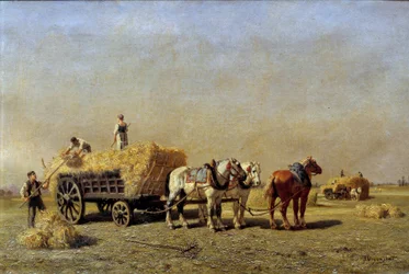 Fragment obrazu Żniwiarzy autorstwa Julesa Veyrassata (1828-1893) XIX-wieczne Muzeum Sztuk Pięknych w Reims
