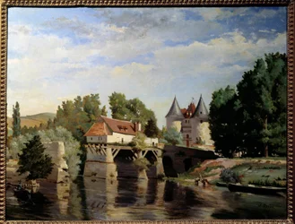 Ruiny mostu Vernon. Obraz Juliena Devosa (1846 - 1925)