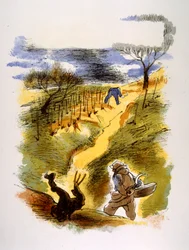 Humorous Wine Illustration 1946.Illustration autorstwa Julien Pavil