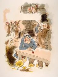 Humorous Wine Illustration 1946.Illustration autorstwa Julien Pavil