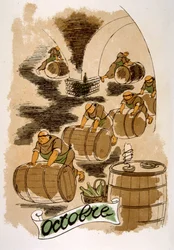 Humorous Wine Illustration 1946.Illustration autorstwa Julien Pavil