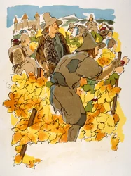 Humorous Wine Illustration 1946.Illustration autorstwa Julien Pavil