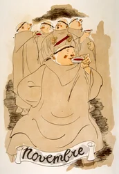 Humorous Wine Illustration 1946.Illustration autorstwa Julien Pavil