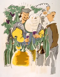 Humorous Wine Illustration 1946.Illustration autorstwa Julien Pavil
