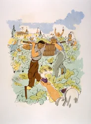 Humorous Wine Illustration 1946.Illustration autorstwa Julien Pavil
