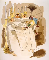 Humorous Wine Illustration 1946.Illustration autorstwa Julien Pavil