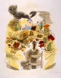 Humorous Wine Illustration 1946.Illustration autorstwa Julien Pavil