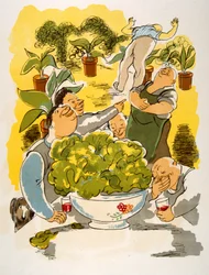 Humorous Wine Illustration 1946.Illustration autorstwa Julien Pavil