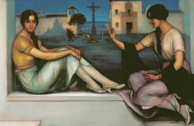 Wróżenie - Romero de Torres, Julio (1874-1930) - 1922 - Olej na płótnie - 106x163 - Museo Carmen Thyssen, Malaga