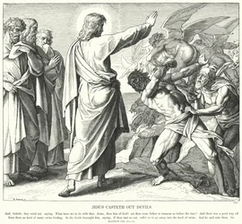 Jezus wypędza diabły (rycina)