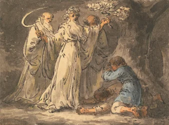 Ścinanie jemioły z niego przez druidów
