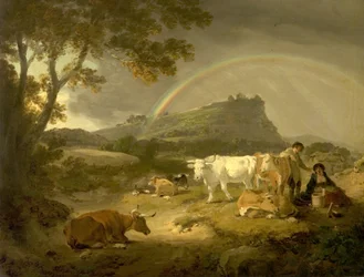 Krajobraz, zamek Beeston, Cheshire i Rainbow, 1793