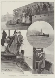Próbna podróż Horneta, nowego niszczyciela torpedowców, w Gravesend, sobota, 9 czerwca