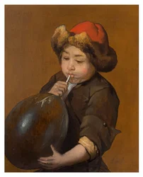 Chłopiec wysadzający pęcherz, ok. 1645-85 (olej na płótnie)