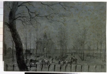 „Brama Utrechtu w Holandii” Rysunek kredowy Jurriaana Andriessena (1742-1819) 1797 Muzeum Puszkina, Moskwa
