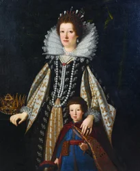 Portret Marii Magdaleny Austriaczki i jej syna Ferdynanda w stroju polskim