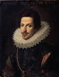 Portret wielkiego księcia Toskanii Cosimo II de Medici (1590-1621) (Portret wielkiego księcia Toskanii Cosimo (Cosimo) II de Medici). Obraz Justusa Suttermansa (1597-1681). Olej na płótnie, 65 x 50 cm. Szkoła flamandzka XVI-XVIII wieku. Państwowe Muzeum H