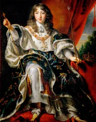 Ludwik XIV, król Francji (1638-1715) w szatach koronacyjnych