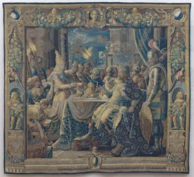 Kleopatra zabawia Antoniego, ok. 1640 r. (wełna i jedwab)