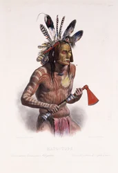 Mato-Tope, ozdobiony insygniami jego wojennych czynów, 1844