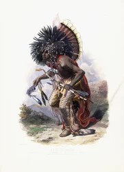 Pehriska-Ruhpa, Wojownik Moennitarri w kostiumie psa Danse, 1840
