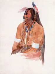 Prawdopodobnie Ahschüpsa-Masihichsi, Hidatsa Man (akwarela i grafit na papierze)